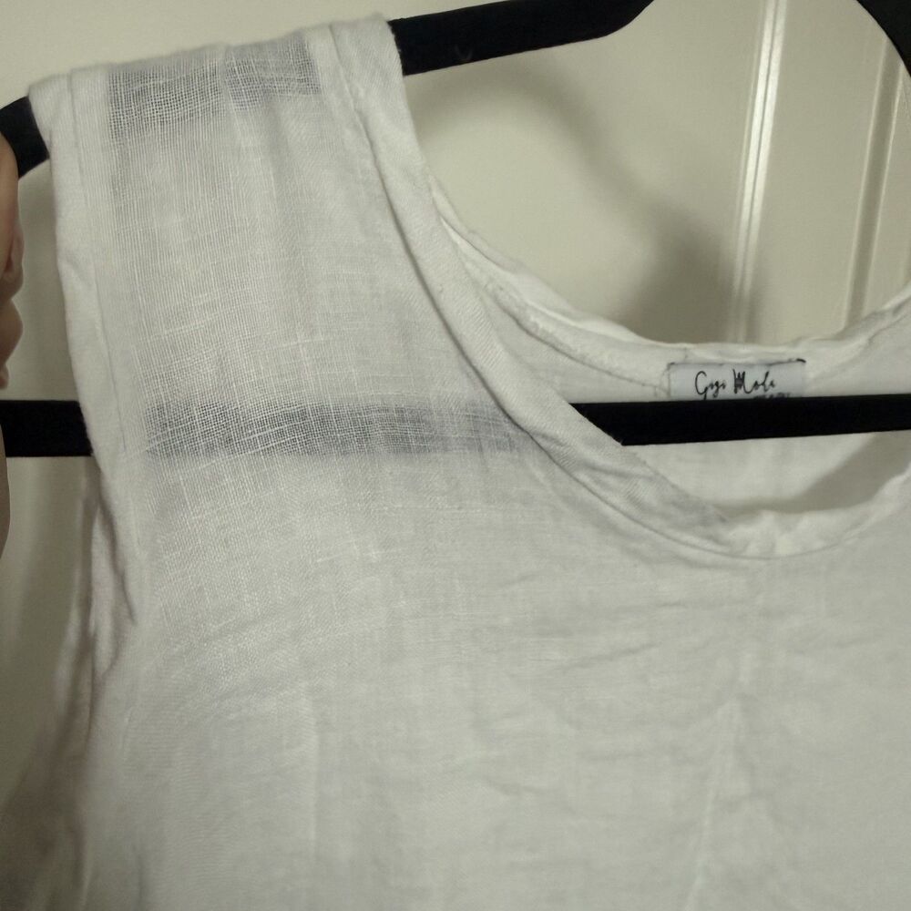 Gigi Moda 100% linen white tank top summer spring Large - Picture 11 of 15